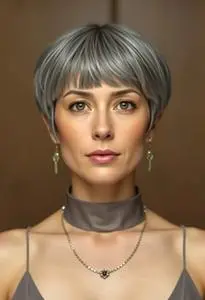 Short Hair Grow Out Gray face swap