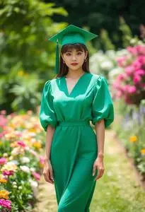 Graduation Dress Green face swap