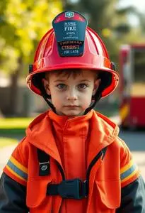 Childs Fireman Costume face swap