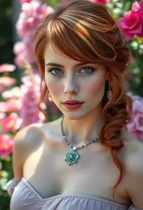 Red Hair Blonde Highlights Hairstyle face swap