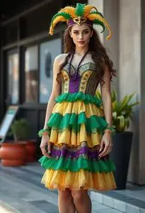 Mardi Gras Party Dress face swap