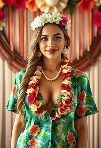 Woman Hawaiian Party Outfit Dress Face Swap