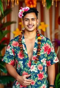 open lace back dress Hawaiian Tropical Luau Dress
