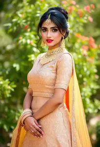 Gota Patti Lehenga Design face swap