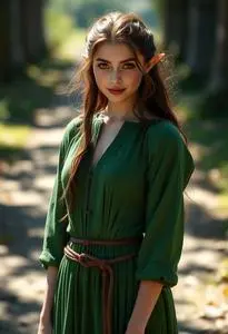 Green Elven Dress face swap