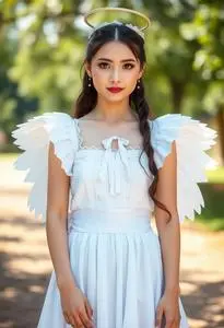Girl Angelic Maiden Costume face swap