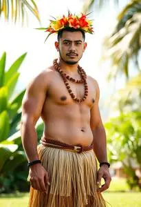 Male Hula Costume face swap