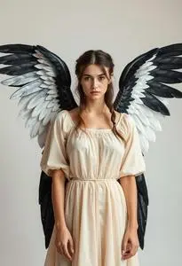 Blackened Wings Fallen Heavenly Angel Woman Costume Small face swap