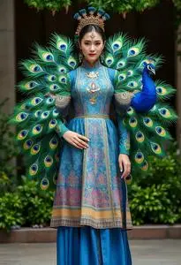 Proud Peacock Woman Costume face swap