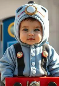 Infant Thomas Train Costume face swap