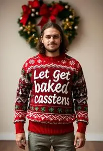 Let Get Baked Christmas Sweater Costume face swap