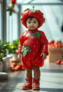 Toddler Strawberry Costume face swap