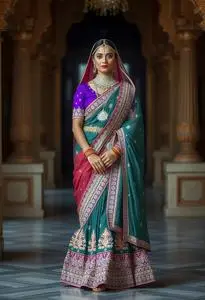 Manyavar Lehenga Costume face swap