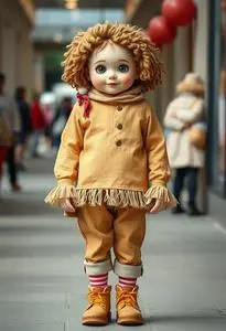 Cheerful Rag Doll Costume face swap