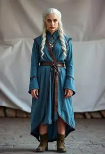 dark blue high low dress Inspired by Game Of Thrones Cosplay Daenerys Targaryen Pale Blue dress –  Mariecosplayshop main image 1