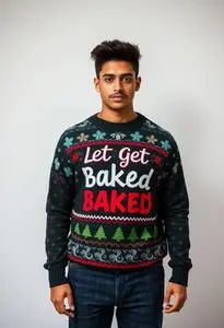 Let Get Baked Christmas Sweater Costume face swap