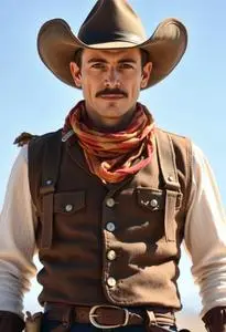 Man Cowboy Vest Costume face swap