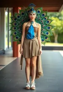 Proud Peacock Woman Costume face swap