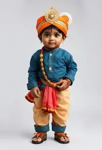 Toddler Sreekrishna Male God Jayanthi Radha Costume face swap