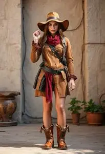 Woman Treasure Huntress Costume face swap