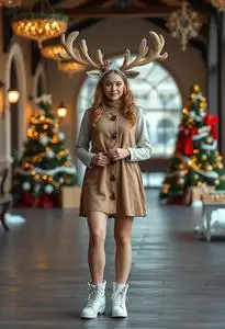 Clarice Reindeer Costume face swap