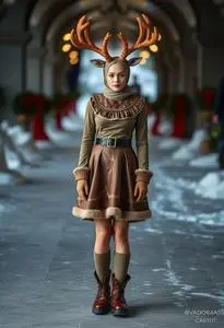 Clarice Reindeer Costume face swap