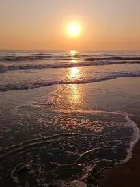 Sunset Sun Beach Sea Wave Nature phone wallpaper