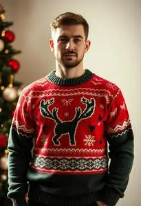 Hunting Christmas Sweater Costume face swap