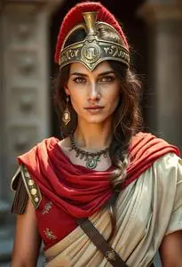 Roman Warrior Woman Costume face swap