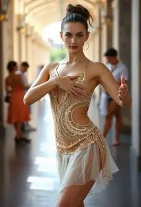 Sparkly Lyrical Dance Costume face swap