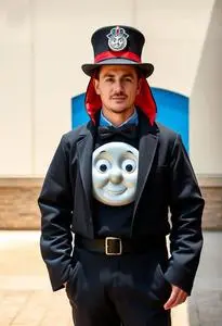 Thomas Tank Engine Adult Conductor Costume face swap