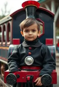 Child Thomas Train Ride Costume face swap