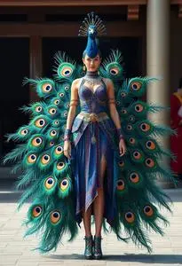 Proud Peacock Woman Costume face swap