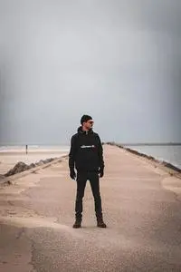 Man Sunglasses Pier North Sea phone wallpaper