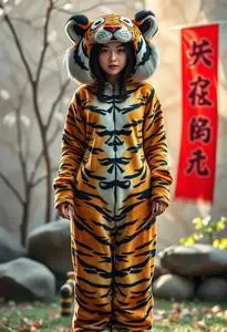 Adult Female Tiger Costume face swap
