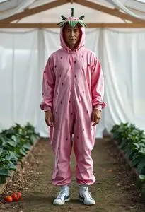 Pink Strawberry Costume face swap