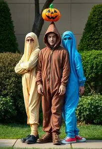 Funny Four Person Halloween Costume face swap