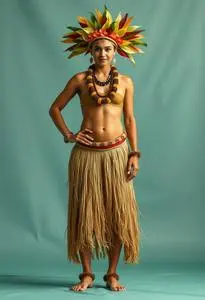 Adult Hula Dancer Costume face swap