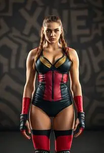 Female Wrestler Costume face swap
