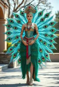 Proud Peacock Woman Costume face swap
