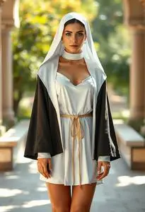 Woman Heavenly Hottie Nun Costume face swap