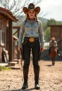 Showdown Sheriff Diva Woman Costume face swap