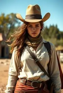 Woman Gunslinger Costume face swap