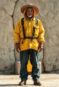 Yellow Fisherman Costume face swap