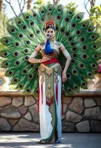 Proud Peacock Woman Costume face swap