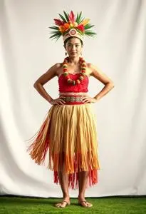 Traditional Hula Dance Costume face swap