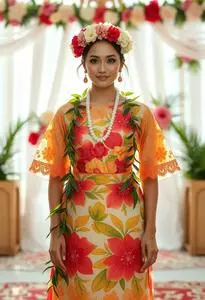 Traditional Polynesian Wedding Dress face swap