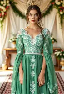 Green Pagan Wedding Dress Face Swap