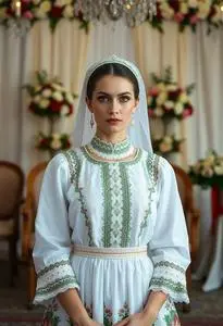 Traditional Lithuanian Wedding Dress face swap