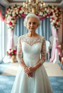 Registry Office Wedding Dress Older Bride face swap